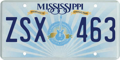 MS license plate ZSX463