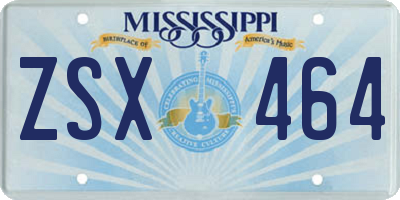 MS license plate ZSX464