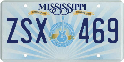 MS license plate ZSX469