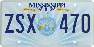 MS license plate ZSX470
