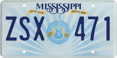 MS license plate ZSX471