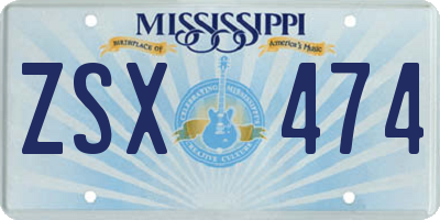 MS license plate ZSX474