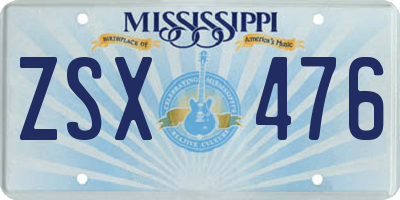 MS license plate ZSX476