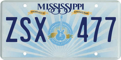 MS license plate ZSX477