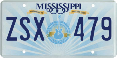 MS license plate ZSX479