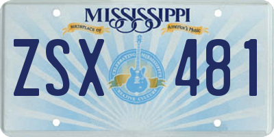MS license plate ZSX481