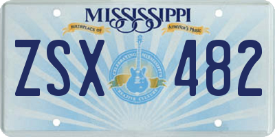 MS license plate ZSX482