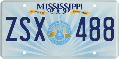 MS license plate ZSX488