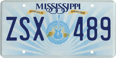 MS license plate ZSX489
