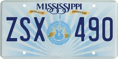 MS license plate ZSX490