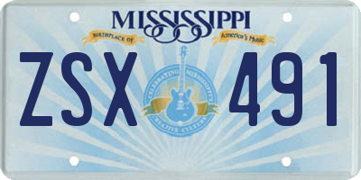 MS license plate ZSX491
