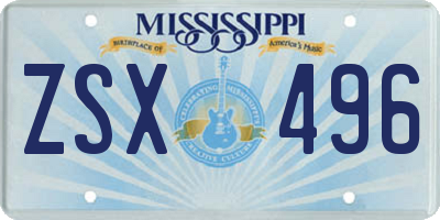 MS license plate ZSX496