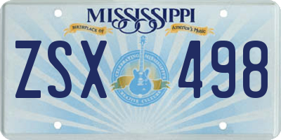 MS license plate ZSX498