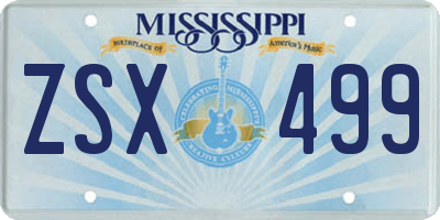 MS license plate ZSX499