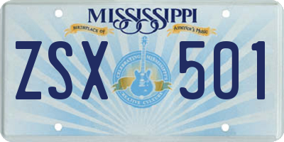 MS license plate ZSX501