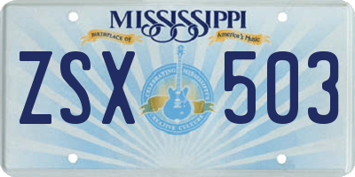 MS license plate ZSX503