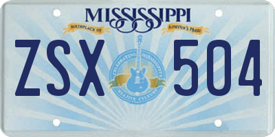 MS license plate ZSX504