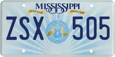 MS license plate ZSX505