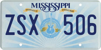 MS license plate ZSX506