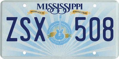 MS license plate ZSX508