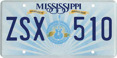 MS license plate ZSX510