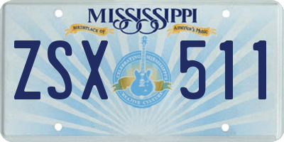 MS license plate ZSX511