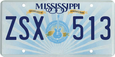 MS license plate ZSX513