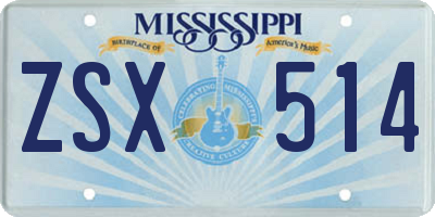 MS license plate ZSX514