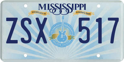MS license plate ZSX517