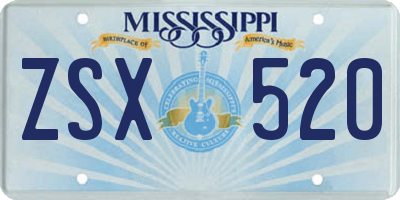 MS license plate ZSX520