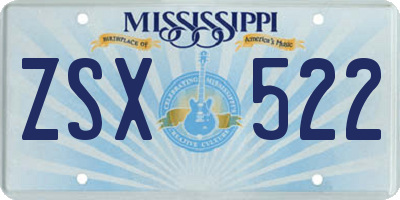MS license plate ZSX522