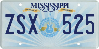 MS license plate ZSX525