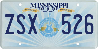 MS license plate ZSX526