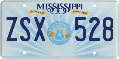 MS license plate ZSX528