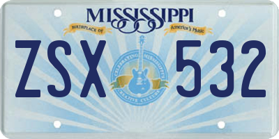 MS license plate ZSX532