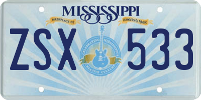 MS license plate ZSX533