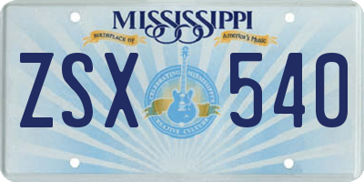 MS license plate ZSX540