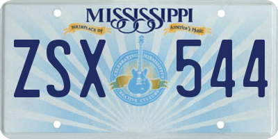 MS license plate ZSX544