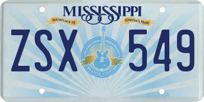 MS license plate ZSX549