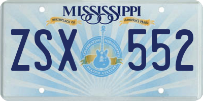MS license plate ZSX552