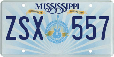 MS license plate ZSX557