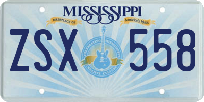 MS license plate ZSX558