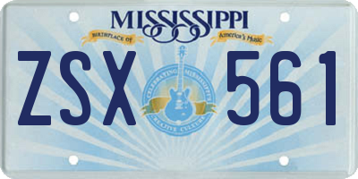 MS license plate ZSX561