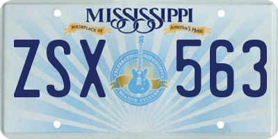 MS license plate ZSX563