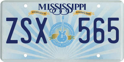 MS license plate ZSX565