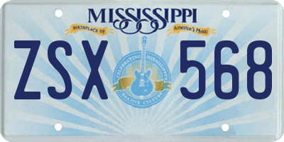 MS license plate ZSX568