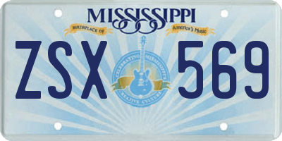 MS license plate ZSX569