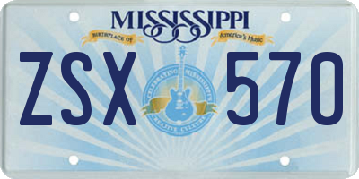 MS license plate ZSX570