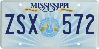 MS license plate ZSX572