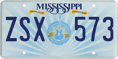 MS license plate ZSX573